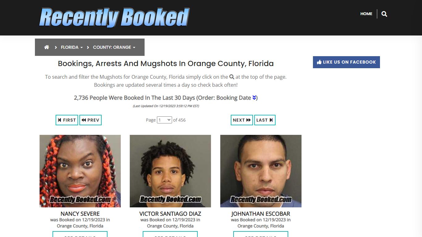 Recent bookings, Arrests, Mugshots in Orange County, Florida
